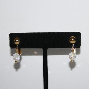 ✨💎📿 Gold Clip-On Earrings · Crystal Dangles · NWOT · ⅞"